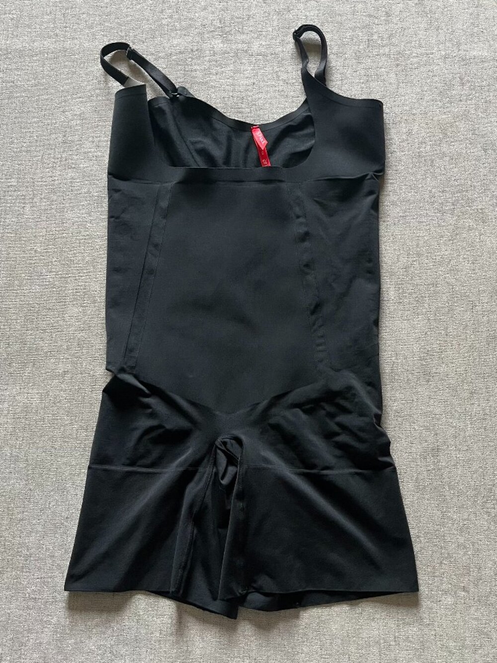 Spanx Bodysuit Shapewear Women XL Black Slimmer Shine Open Bust Compression